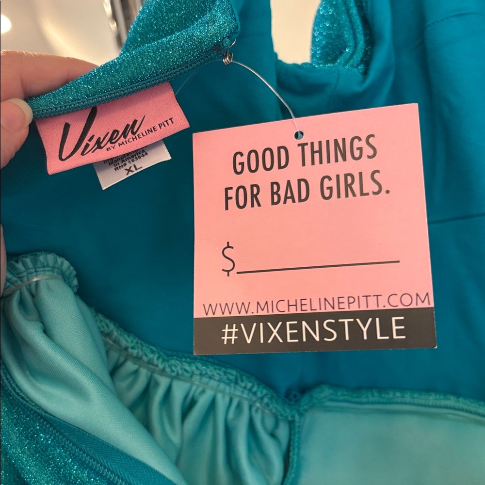 Vixen by Micheline Pitt Turquoise Lurex Jawbreaker dress - Picture 2 of 3